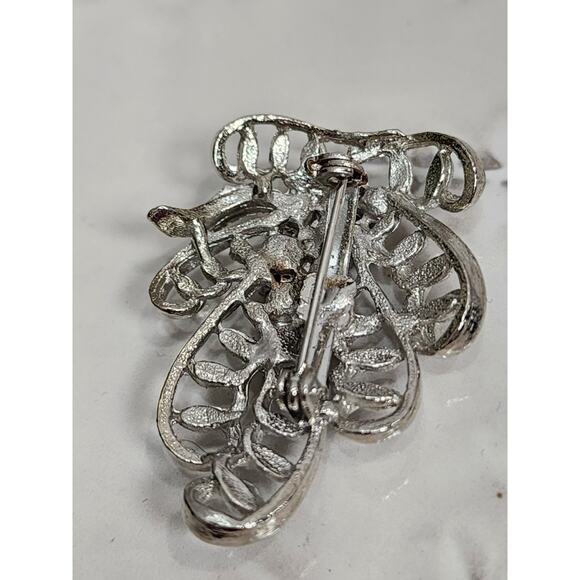 Vintage Clear Rhinestone Mid Century Brooch - Picture 6 of 7